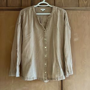 J. Jill (Pure Jill) cotton gauze v-neck button down shirt